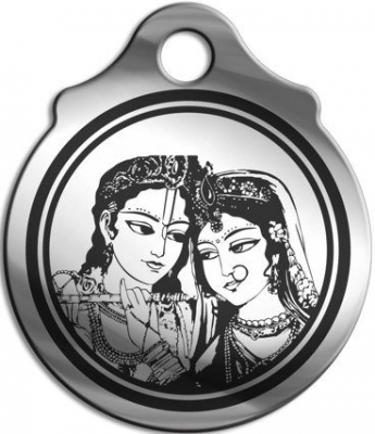 Амулет Радха Кришна - символ любви верности и гармонии металл 3см на шнурке