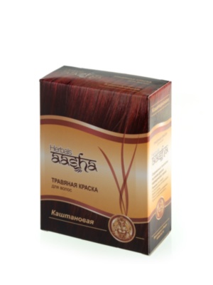 Краска для волос травяная Каштановая Aasha Herbals, 6х10г