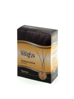 Краска для волос травяная Черная Aasha Herbals, 6х10г