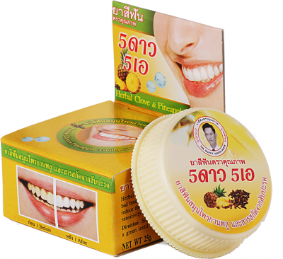 Травяная отбеливающая зубная паста с экстрактом ананаса (Herbal Clove Pineapple Toothpaste) 5 Star Cosmetic, 25г