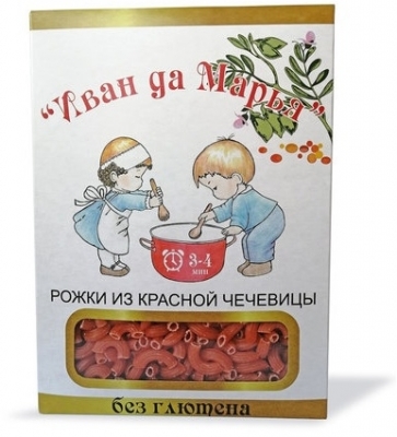 Макароны рожки из красной чечевицы (без глютена), Иван да Марья, 400 г 