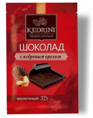 Шоколад молочный с кедровым орехом, Kedrini, 23г 