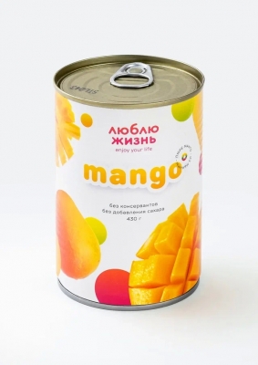 Пюре Манго из спелых фруктов, натуральное, без сахара, Люблю Жизнь, Мьянма, 430г