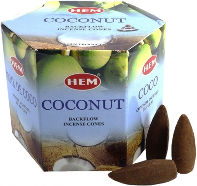 Благовония пуля Кокос стелющийся дым (Back Flow Coconut) HEM, 40 шт 